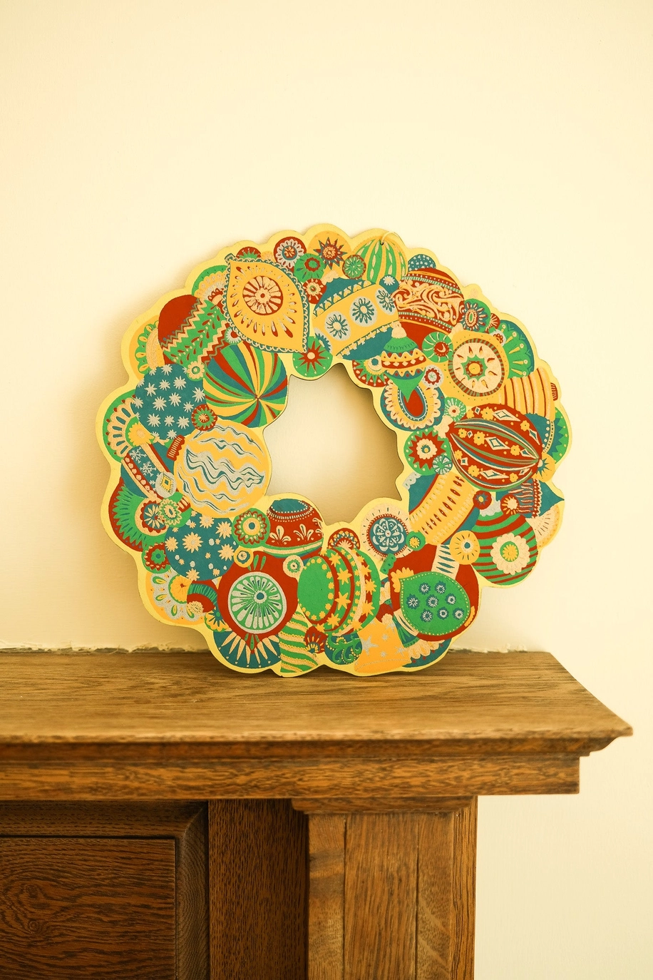 Cotton Board Christmas Bauble Wreath