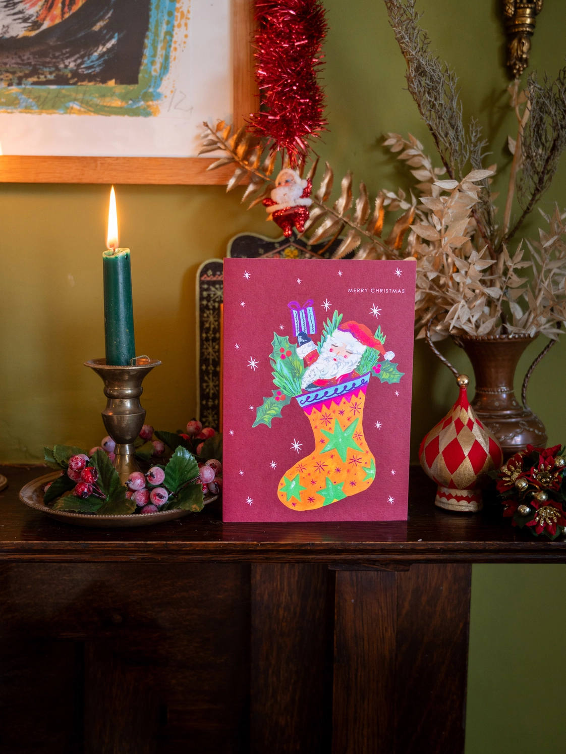 Santa in Stocking Christmas Card - Image 2