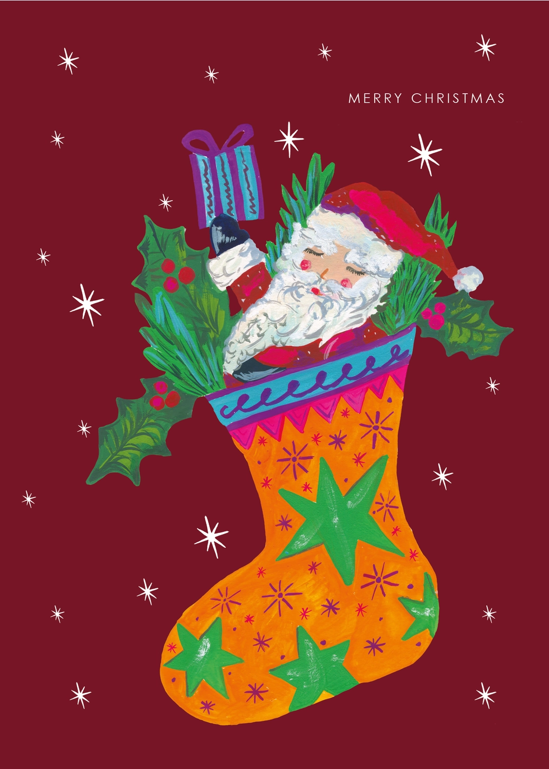 Santa in Stocking Christmas Card - Image 3