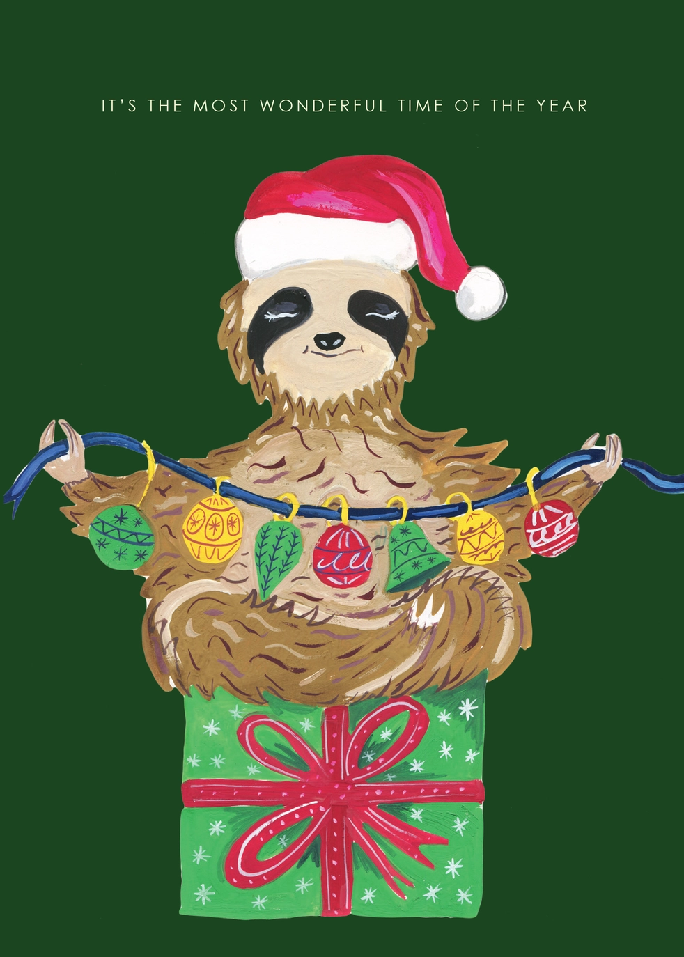 Festive Sloth Christmas Card - Image 3