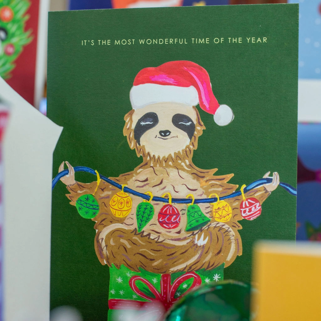 Festive Sloth Christmas Card - Image 4