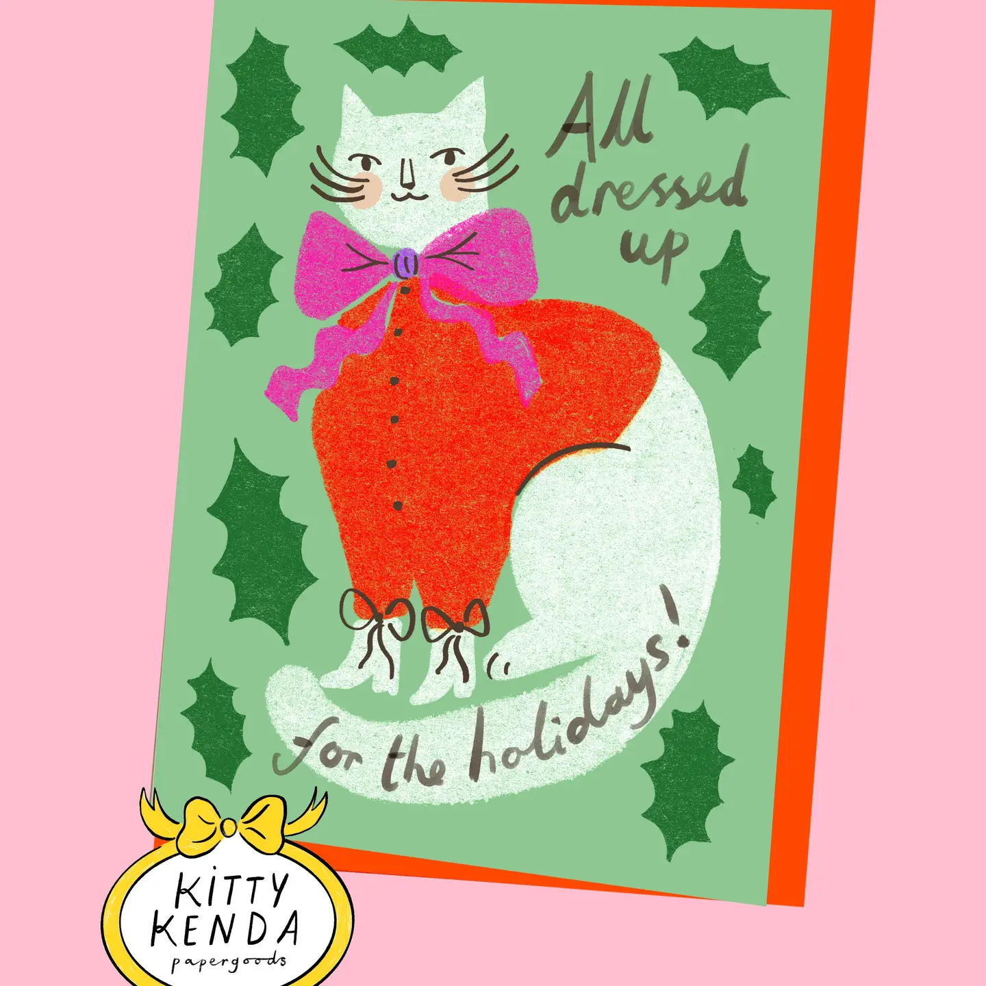 All Dressed Up Christmas Cat Card