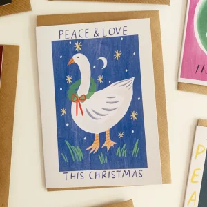 Peace Love Goose Christmas Card
