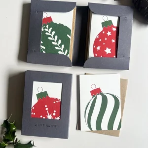 Red and Green Bauble Little Notes Card Set - Boxed