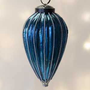 Beaded Blue Cone Bauble