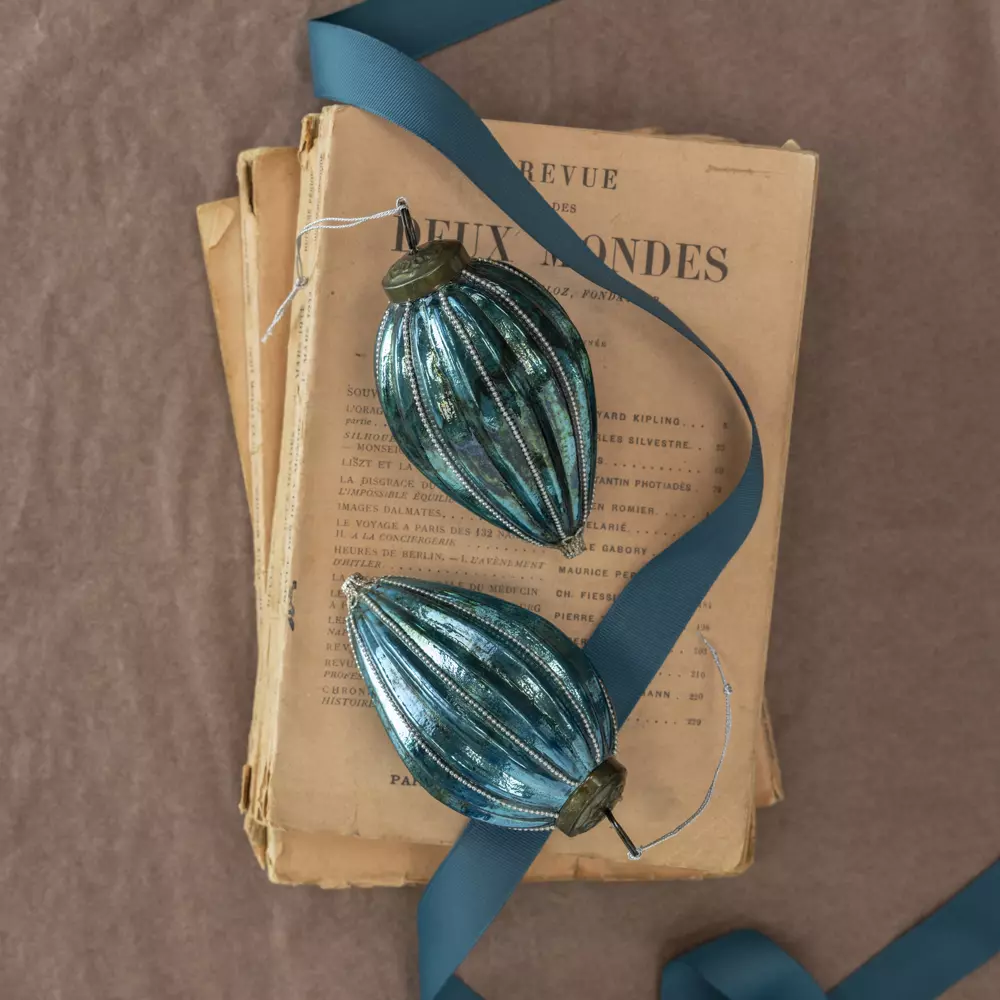 Beaded Blue Cone Bauble - Image 2