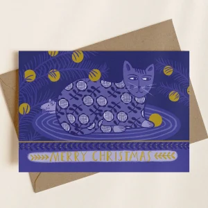 Folk Style Christmas Cat Card