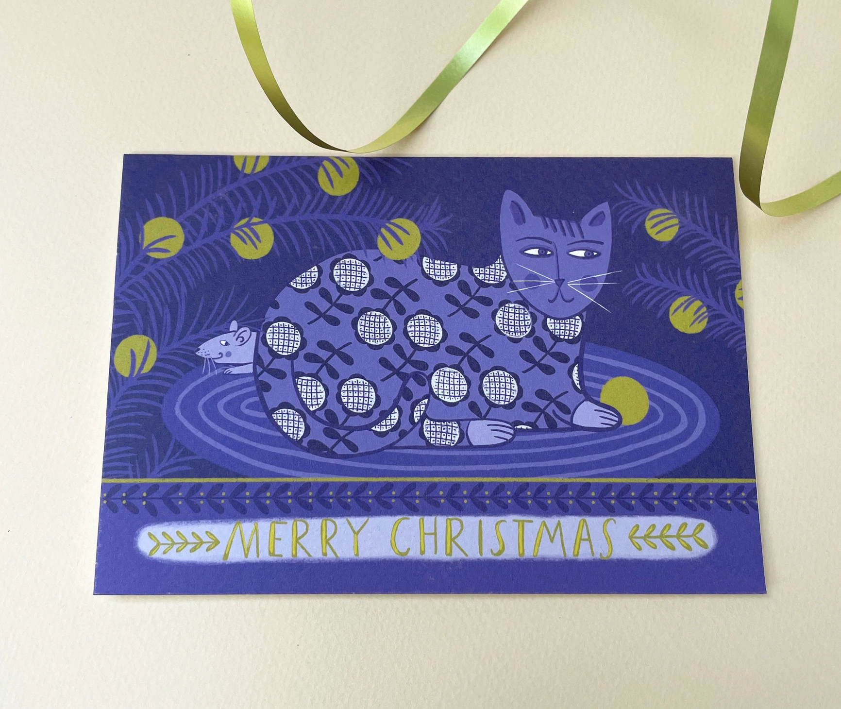Folk Style Christmas Cat Card - Image 3