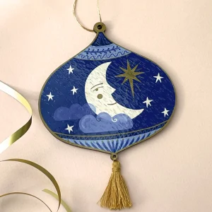 Man in the Moon Wooden Hanging Decoration
