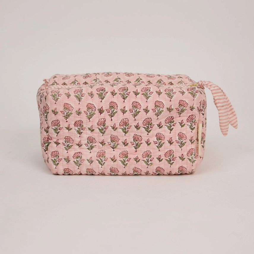 Organic Cotton Toiletry Bag - Floral Blush Design - Image 3