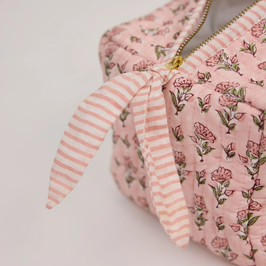 Organic Cotton Toiletry Bag - Floral Blush Design - Image 8