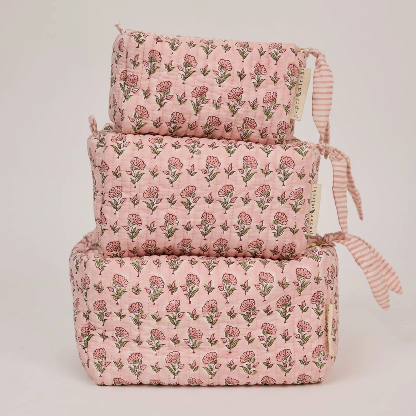 Organic Cotton Toiletry Bag - Floral Blush Design - Image 2
