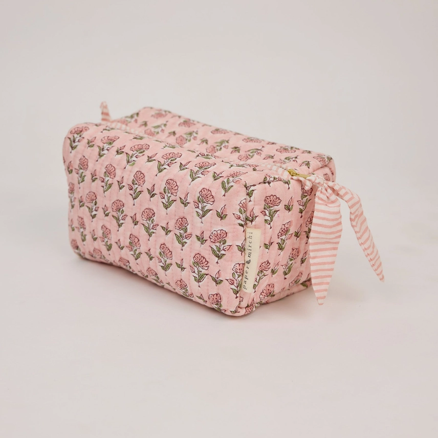 Organic Cotton Toiletry Bag - Floral Blush Design - Image 4
