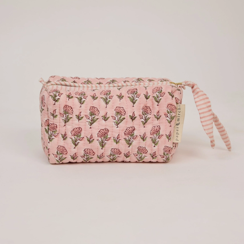 Organic Cotton Toiletry Bag - Floral Blush Design - Image 5