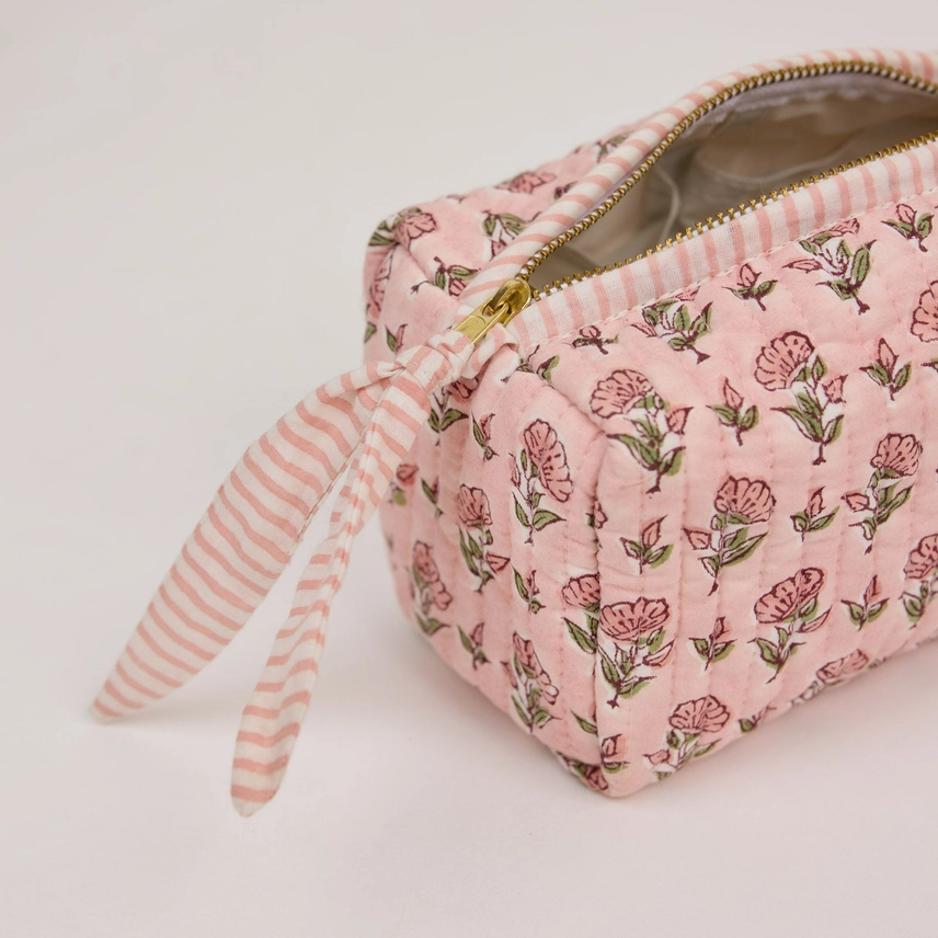 Organic Cotton Toiletry Bag - Floral Blush Design - Image 7